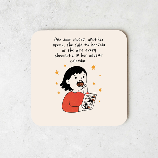 One Door Closes Another Door Opens | Christmas Coaster