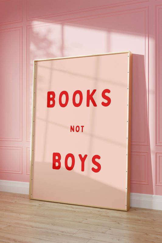 Books Not Boys | Red and Pink | Art Print