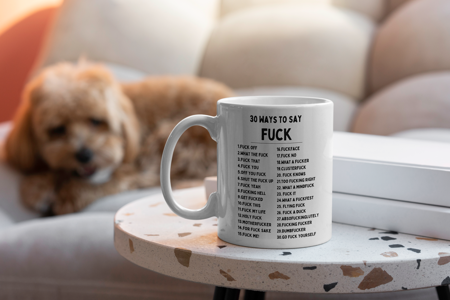 Ceramic / White mug | 30 Ways To Say Fuck | Black | Ceramic Mug | Wisdom and Wonder Designs