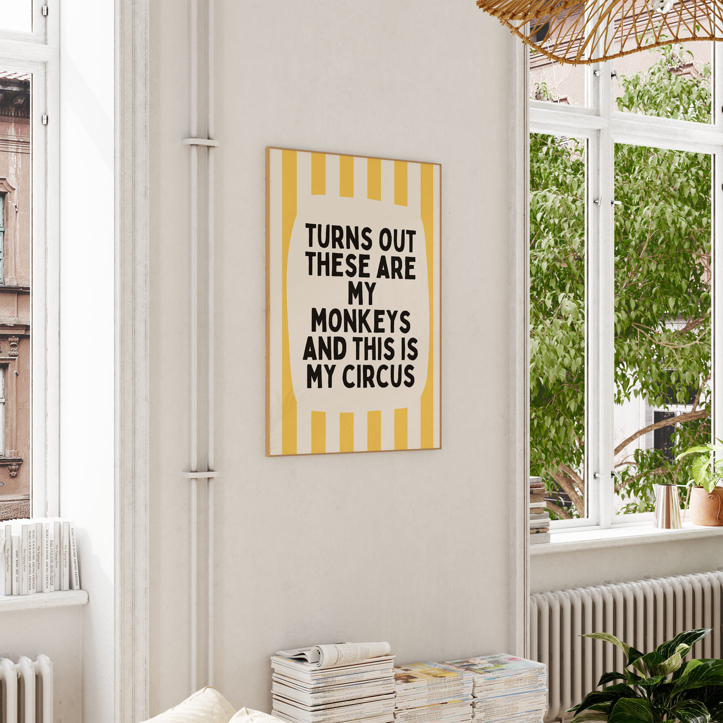Turns Out These Are My Monkeys And This Is My Circus | Yellow and Cream | Wall Art Print