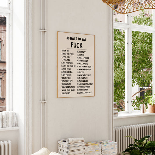 Lustre / A5 Print | 30 Ways To Say Fuck | Black and Cream | Art Print | Wisdom and Wonder Designs
