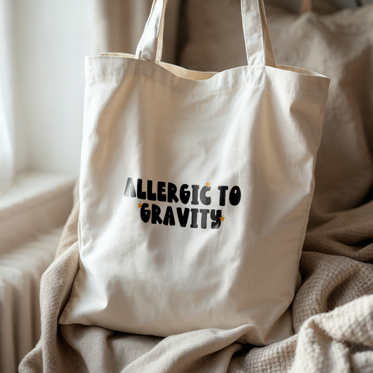 WISDOM & WONDER DESIGNS X POTS UK | Allergic To Gravity | Cotton Tote Bag