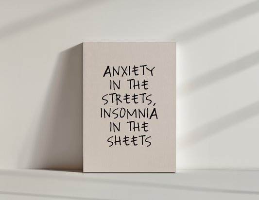 Anxiety In The Streets | Black and Cream | Canvas