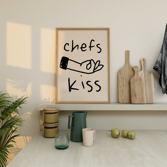 Chefs Kiss | Black and Cream | Art Print