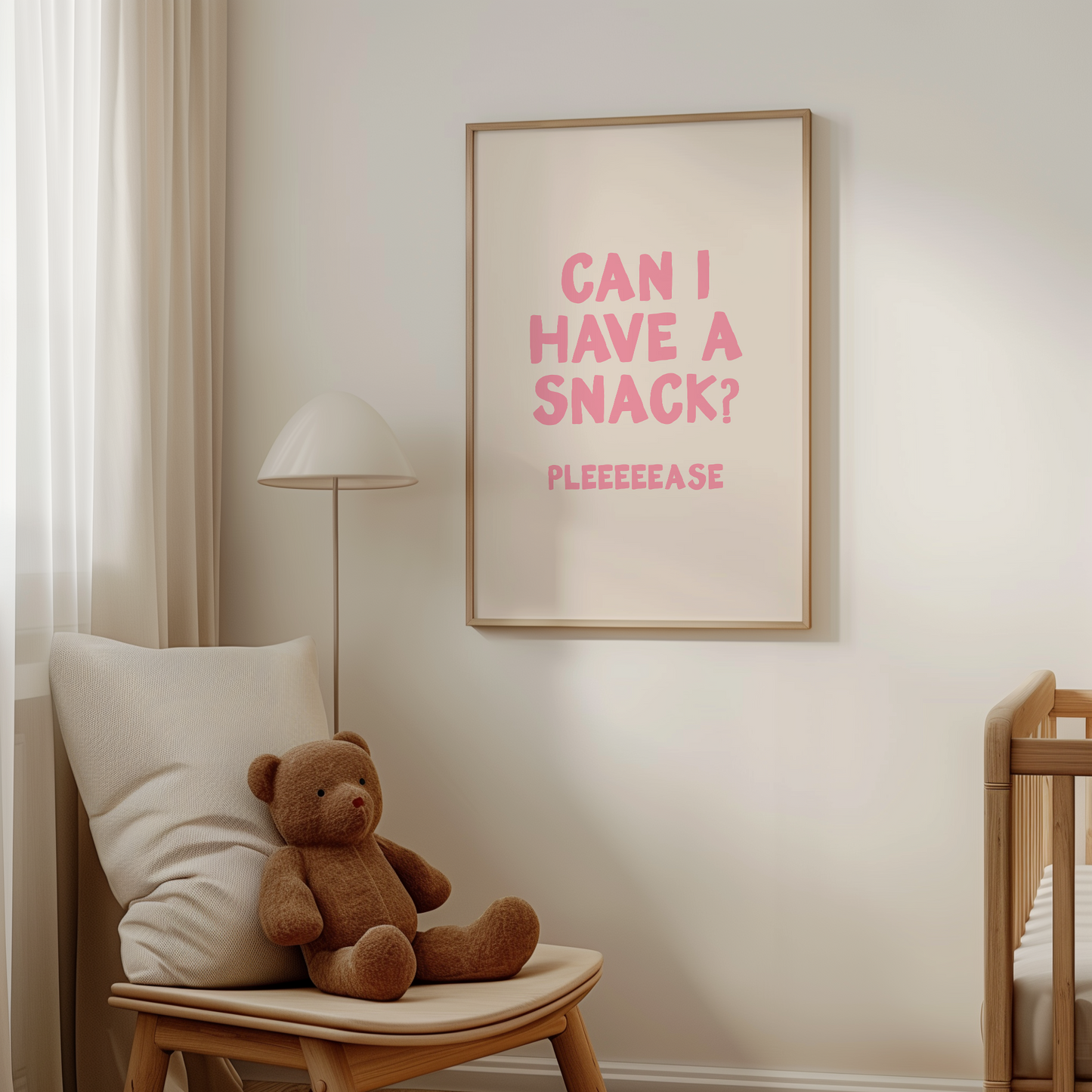 WISDOM & WONDER X HEY WONDER | Can I Have A Snack? | Blush Pink and Cream | Wall Art Print