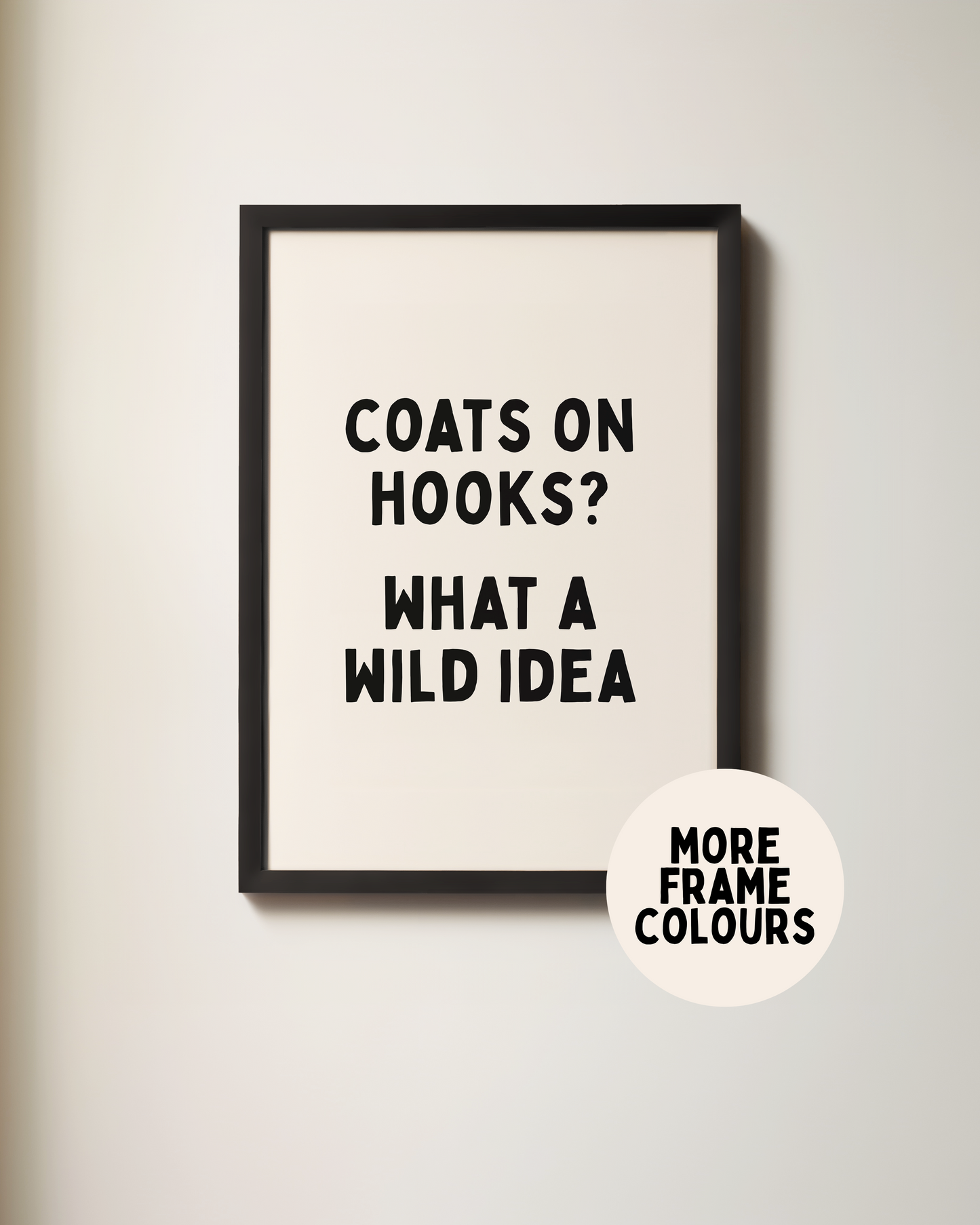 WISDOM & WONDER X HEY WONDER | Framed | Coats On Hooks | Black & Cream | Wall Art Print