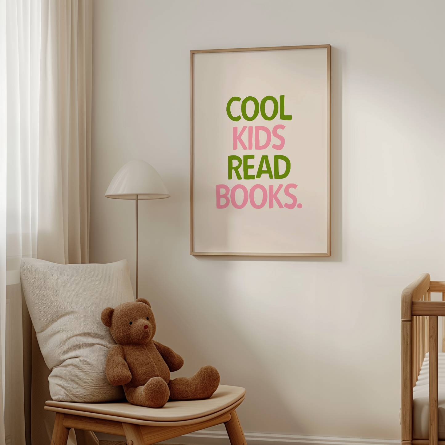 Cool Kids Read Books | Pear, Blush and Cream | Art Print