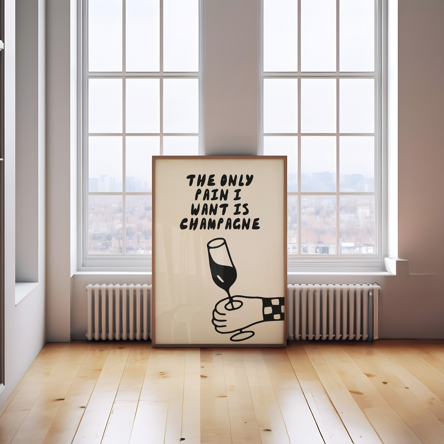 The Only Pain I Want Is Champagne | Black and Cream | Art Print
