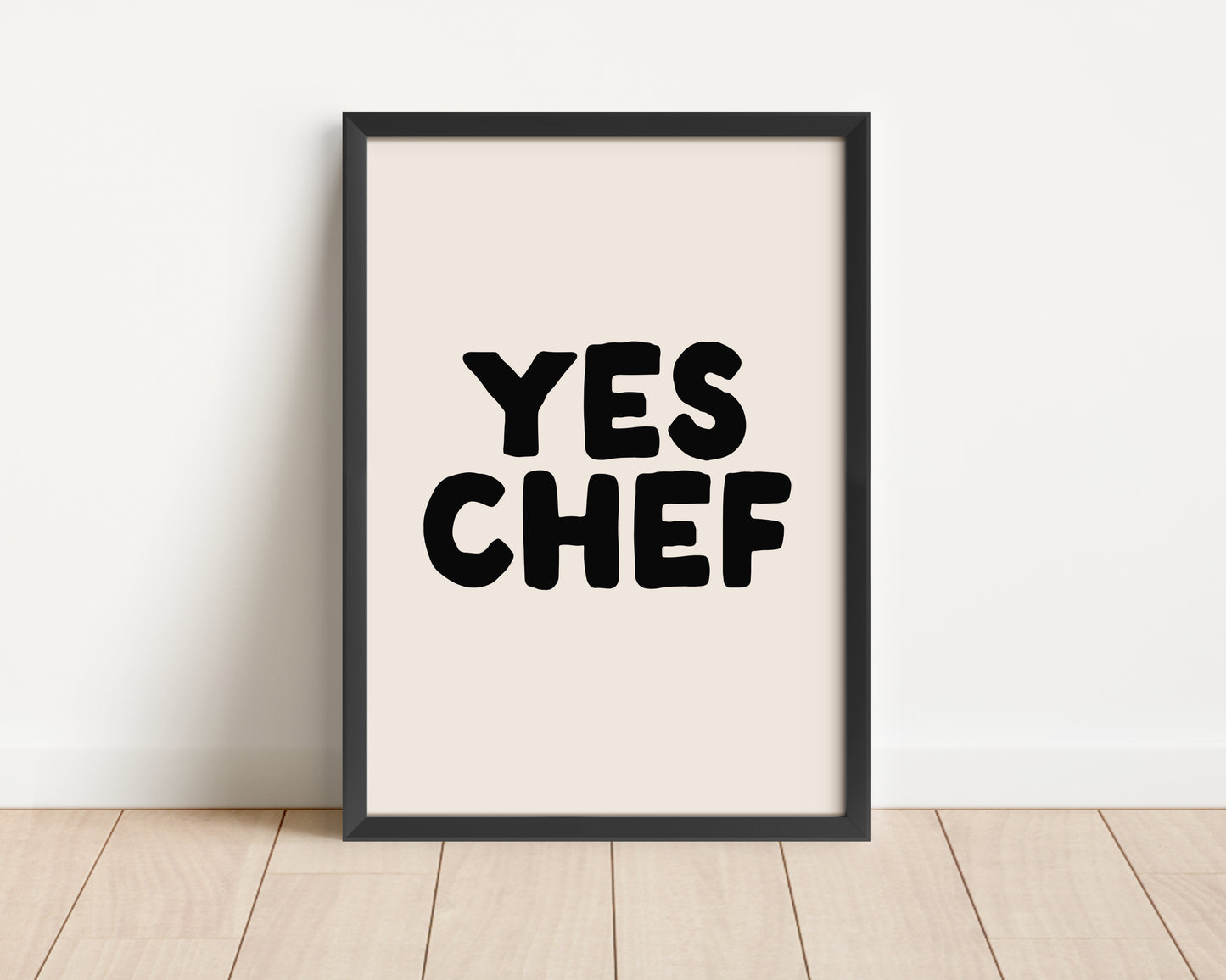 Framed | Yes Chef | Black and Cream | Art Print