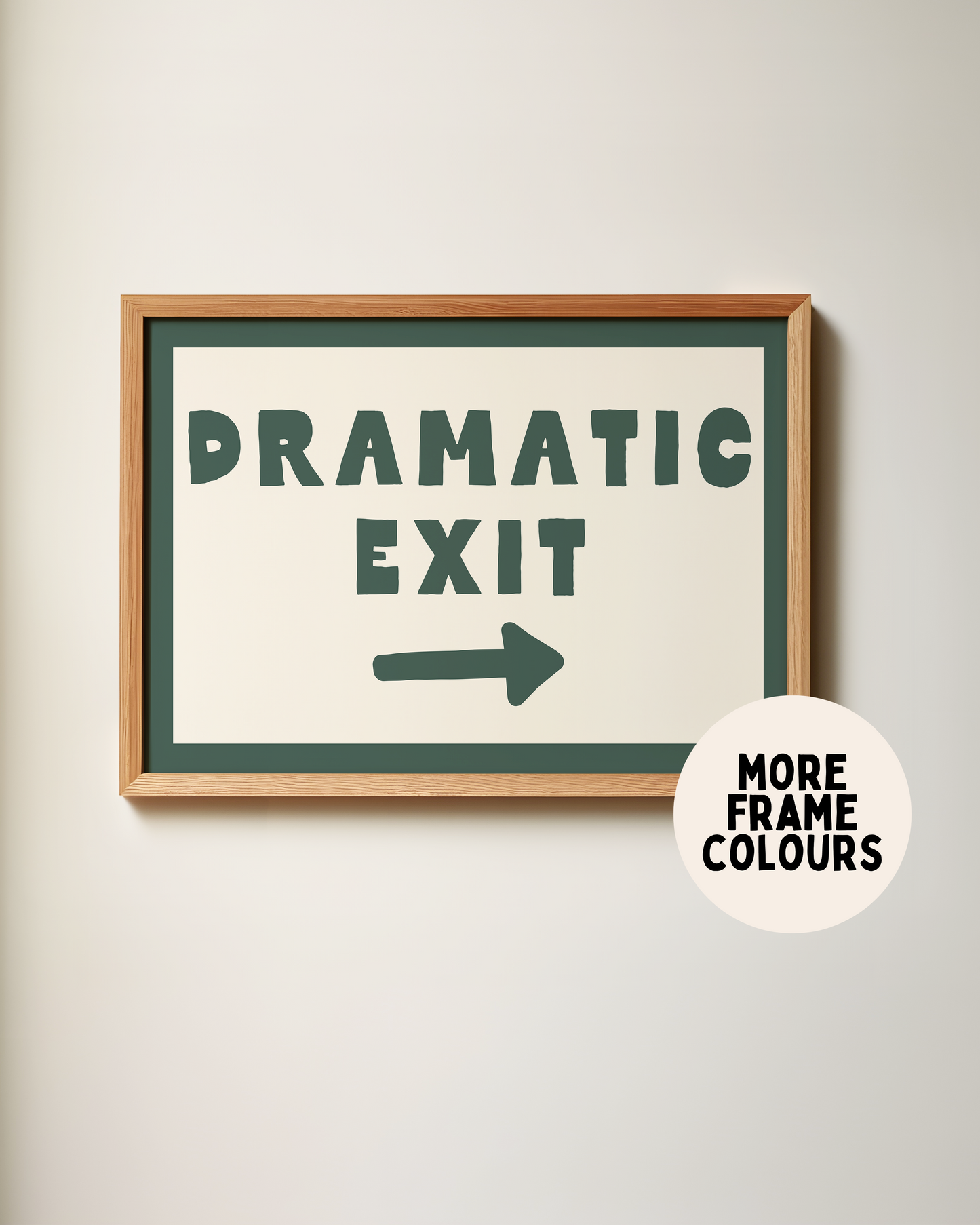 Dramatic Exit | Forest Green & Cream | Art Print