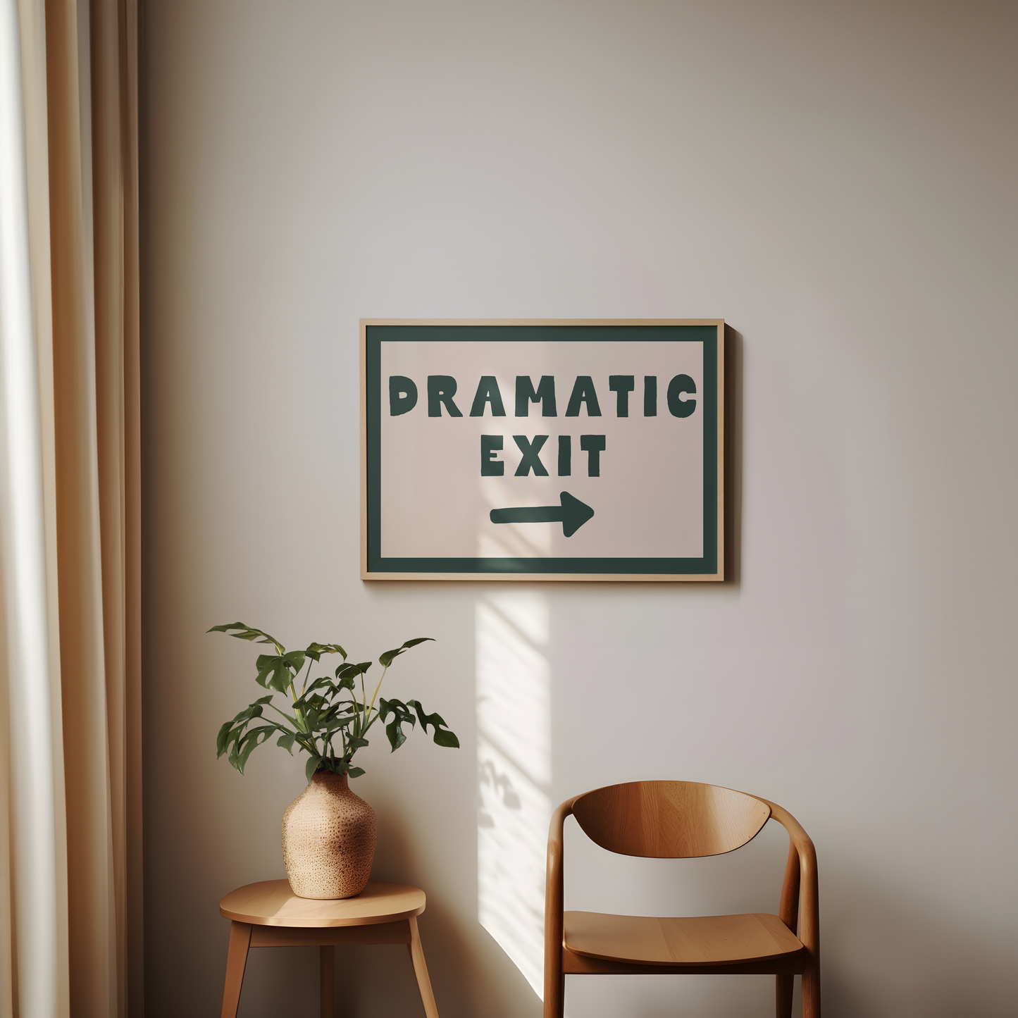 Dramatic Exit | Forest Green & Cream | Art Print