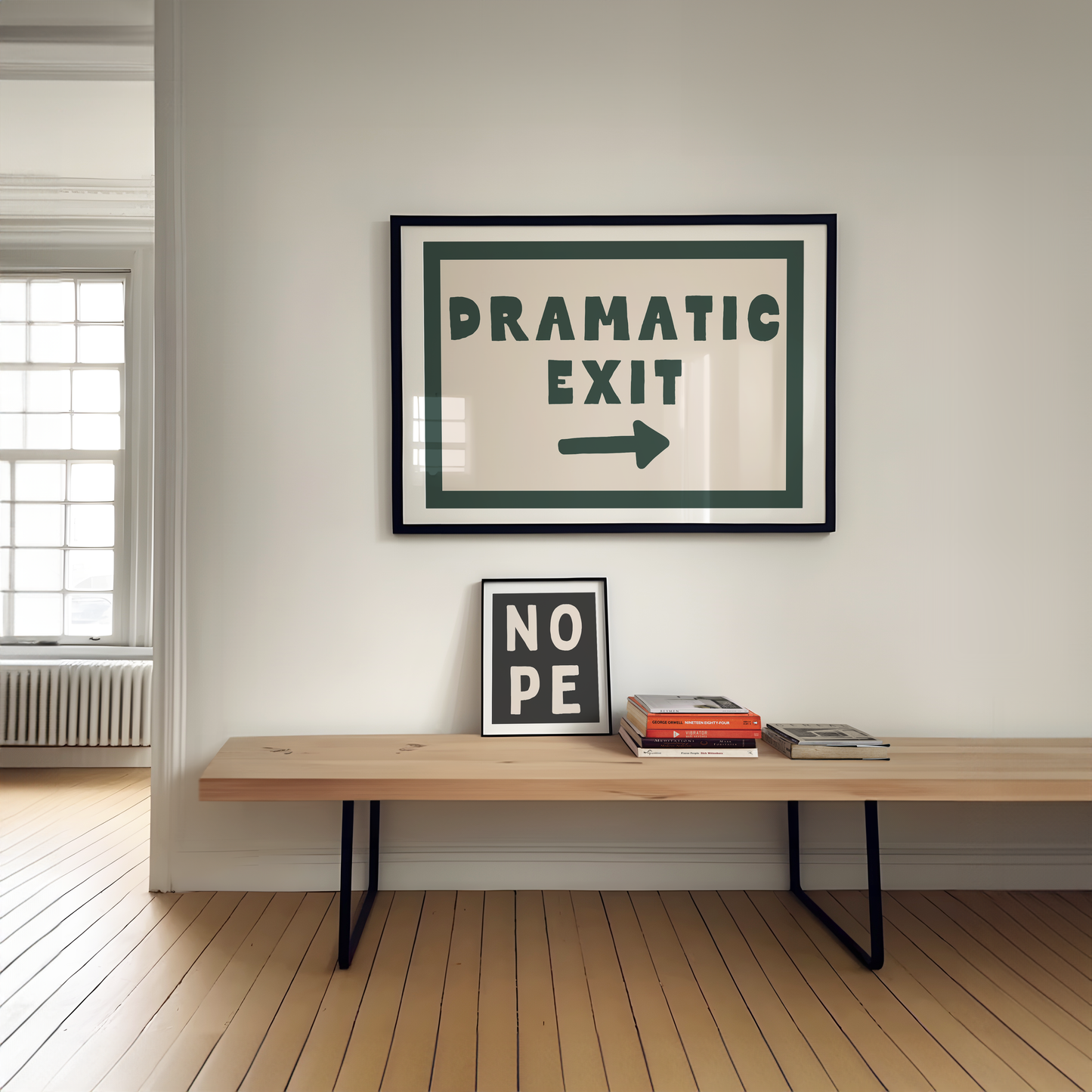 Dramatic Exit | Forest Green & Cream | Art Print