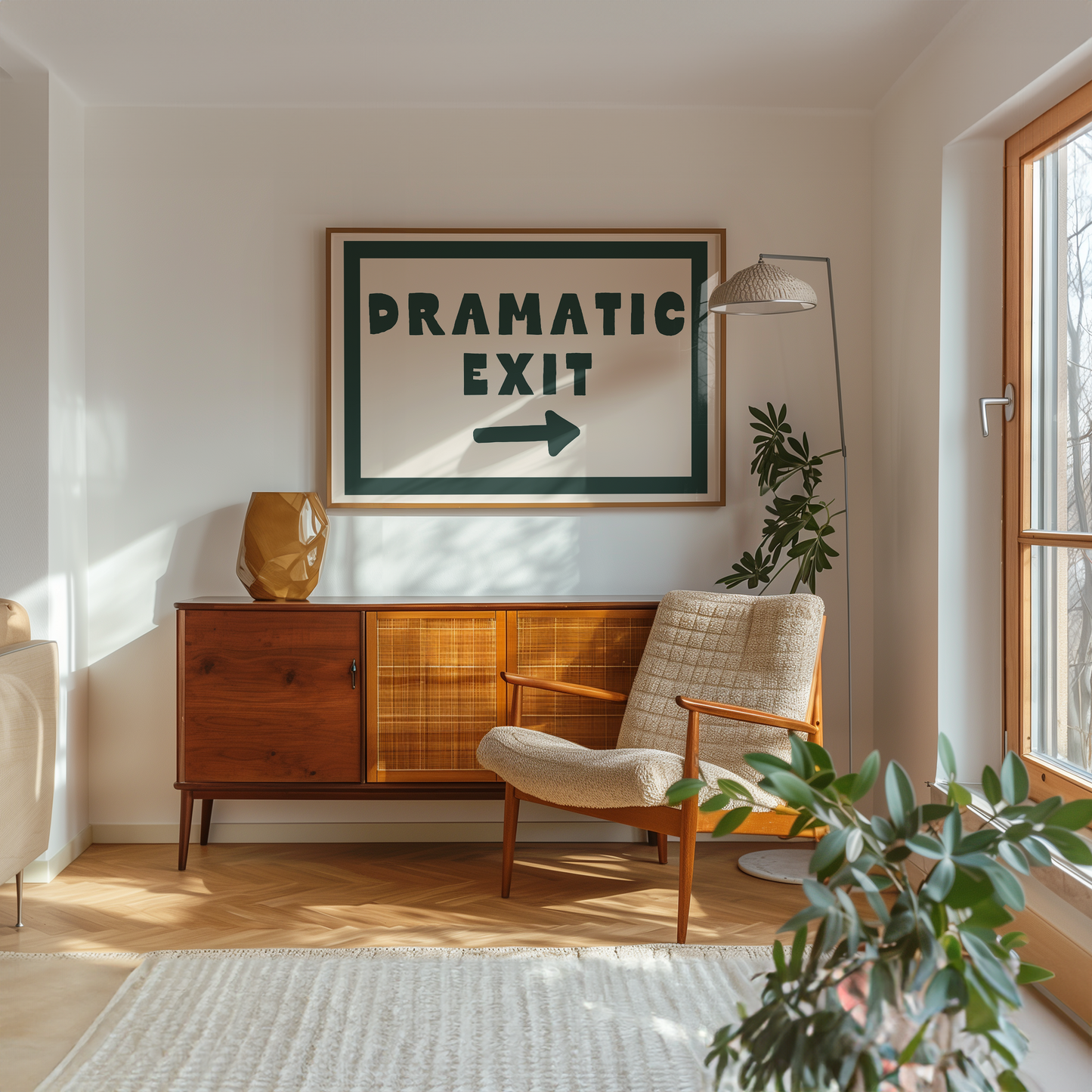 Dramatic Exit | Forest Green & Cream | Art Print