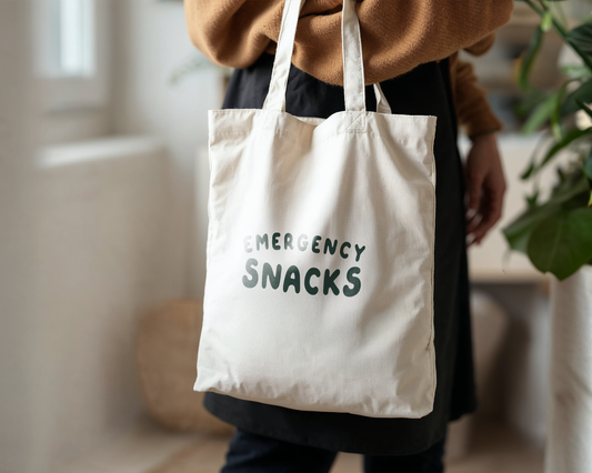 WISDOM & WONDER X HEY WONDER | Emergency Snacks | Organic Cotton Tote Bag