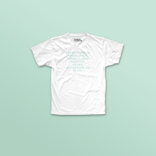 WISDOM & WONDER X HEY WONDER | Everything Is Absolutely, Totally, And Exactly Going Accordingly To Plan | Organic Unisex T Shirt