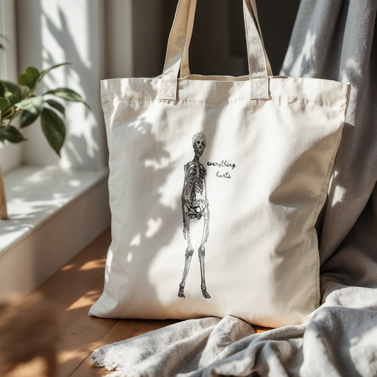 WISDOM & WONDER DESIGNS X POTS UK | Everything Hurts | Cotton Tote Bag
