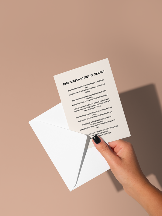 Wisdom & Wonder Designs x Georgina Rose Events | Good Bridesmaid Code Of Conduct | Greeting Card