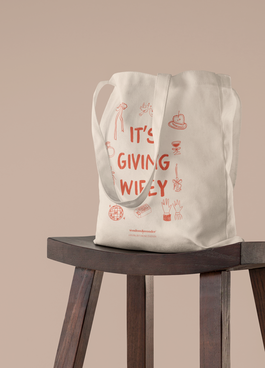 Wisdom & Wonder Designs x Georgina Rose Events | It's Giving Wifey | Cotton Tote Bag