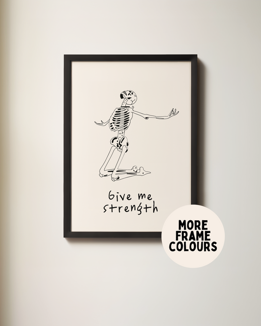 Framed | Give Me Strength | Black and Cream | Art Print