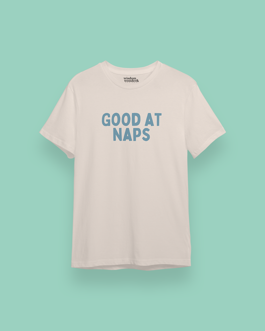 Good At Naps | Blue Graphic | Organic Unisex T Shirt