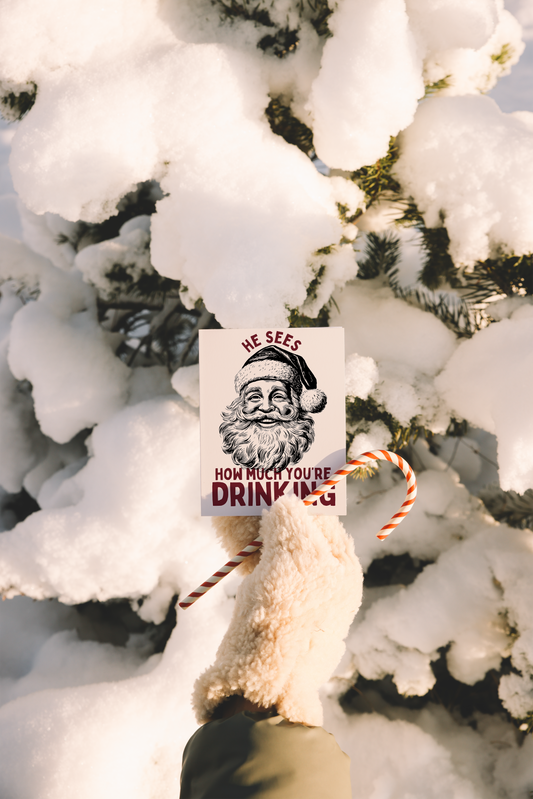 He Sees How Much You're Drinking | Christmas Card