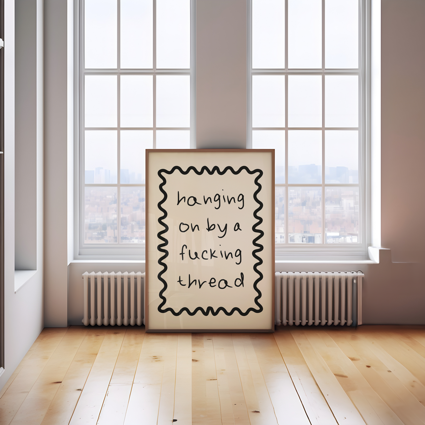 Hanging On By A Fucking Thread | Black & Cream | Art Print