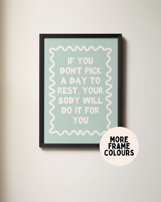 WISDOM & WONDER DESIGNS X POTS UK | Framed | If You Don't Pick A Day | Cream & Seafoam | Wall Art Print