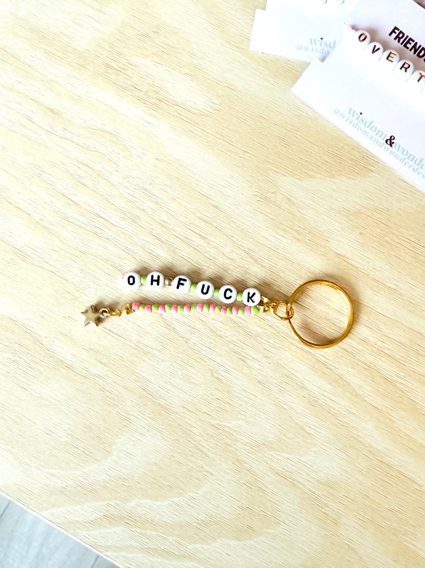 Default Title Bracelet | Oh Fuck | Strawberry and Lime | Gold | 'Not So' Friendship Keyring | Wisdom and Wonder Designs