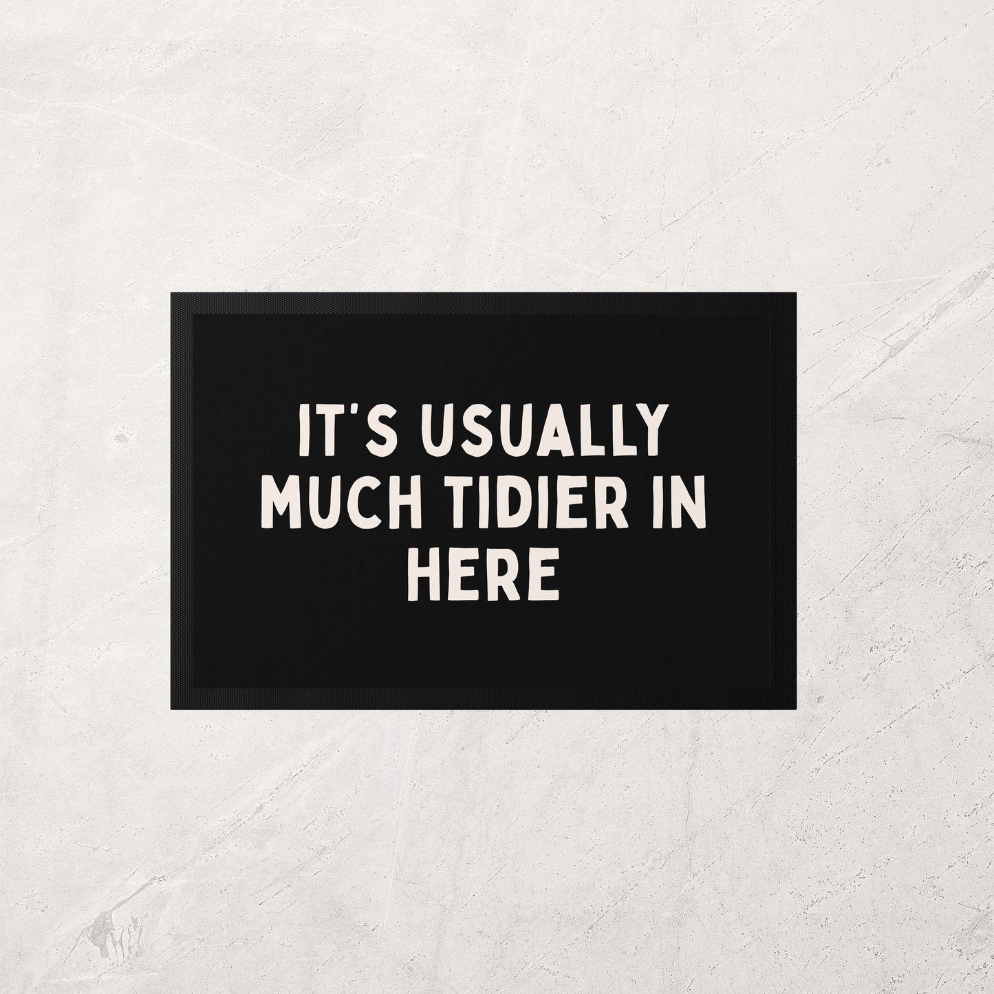 WISDOM & WONDER X HEY WONDER | It's Usually Much Tidier In Here | Cream & Black | Indoor Door Mat