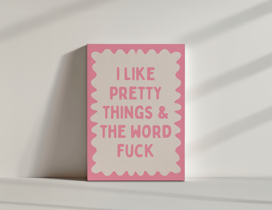 I Like Pretty Things & The Word Fuck | Blush Pink and Cream | Canvas