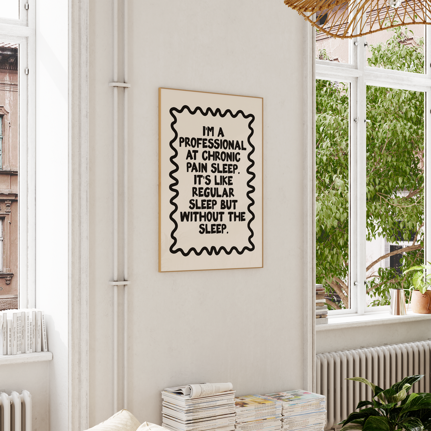 WISDOM & WONDER DESIGNS X POTS UK | I'm A Professional At Chronic Pain Sleep | Black & Cream | Art Print