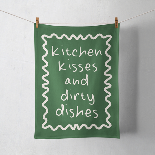 Kitchen Kisses And Dirty Dishes | Tea Towel