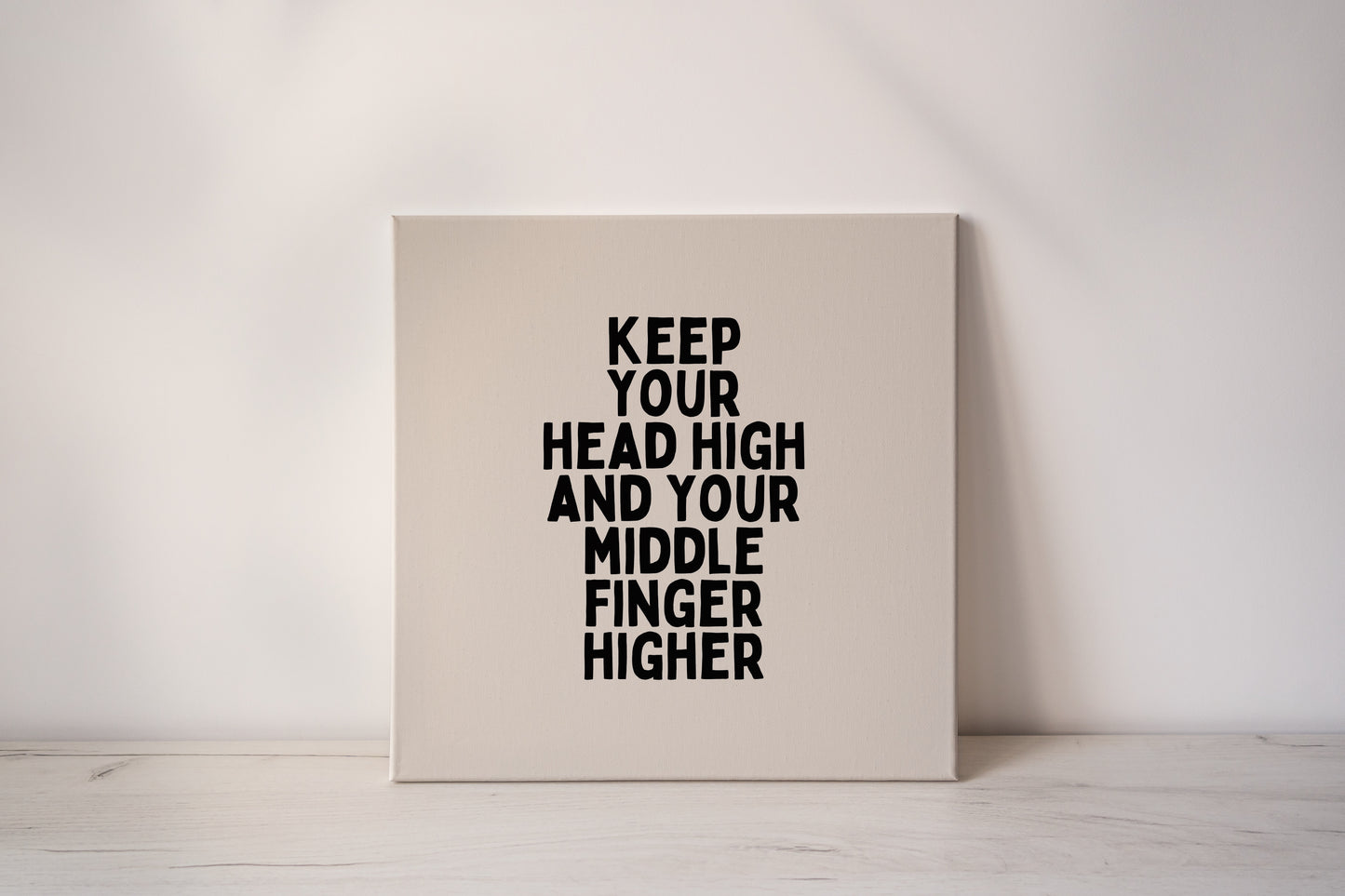 Keep Your Head High | Black and Cream | Canvas