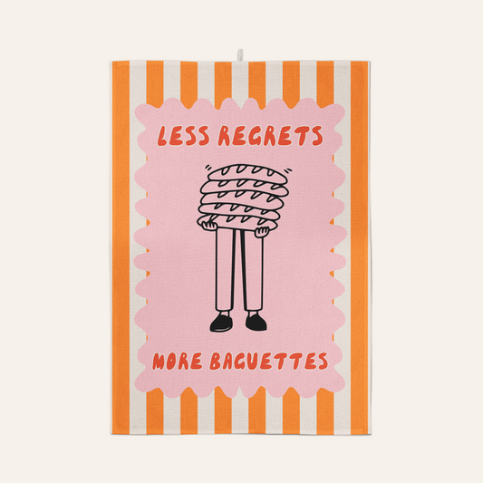 Less Regrets More Baguettes | Tea Towel