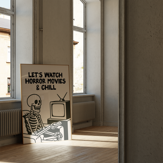 Let's Watch Horror Movies & Chill | Black & Cream | Art Print