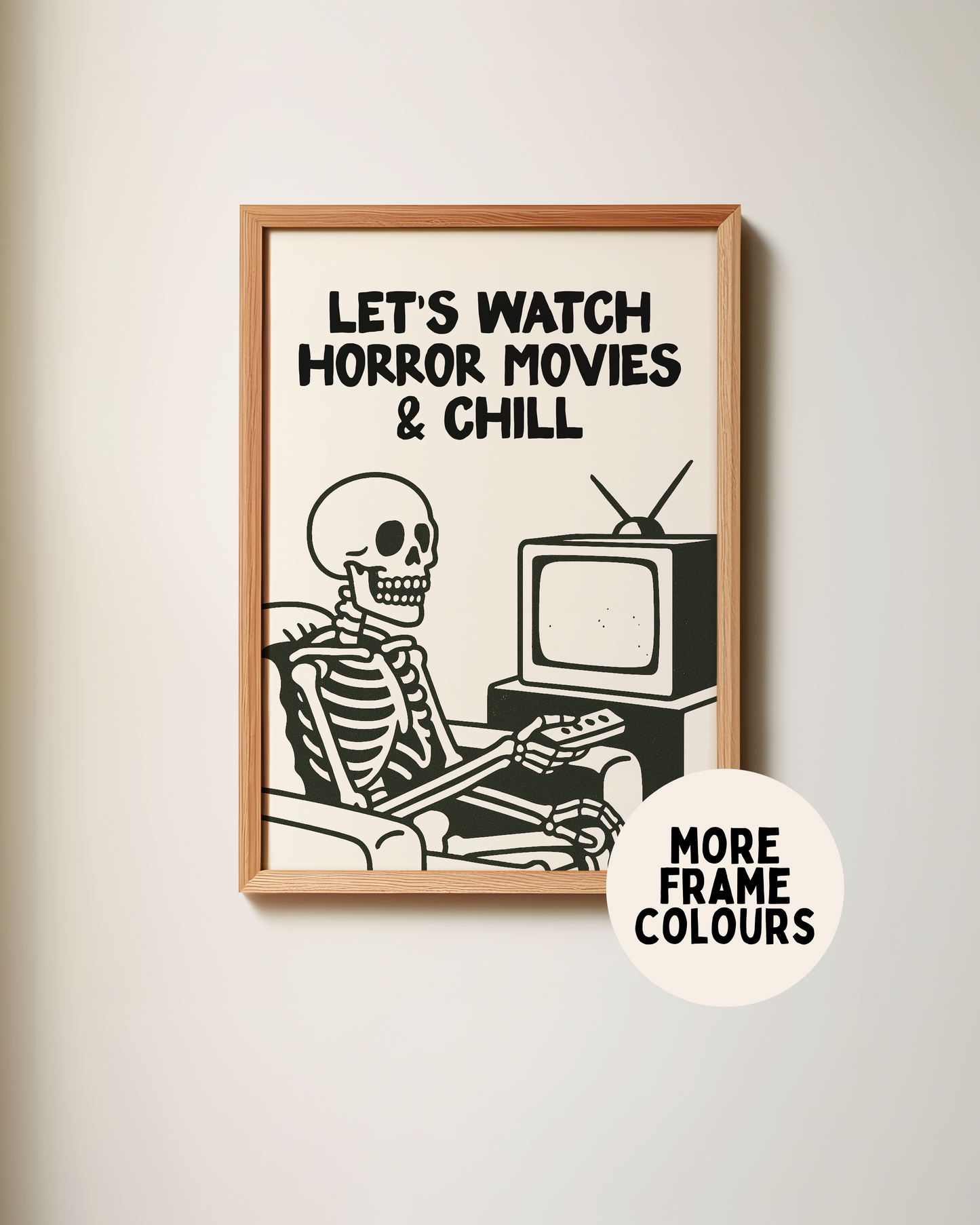 Let's Watch Horror Movies & Chill | Black & Cream | Art Print