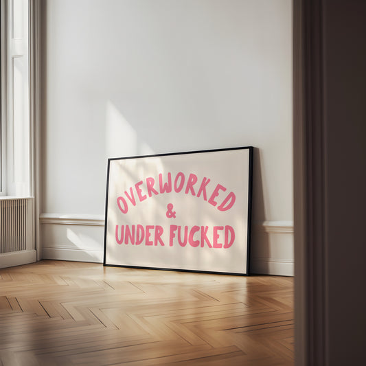 Lustre / Landscape A5 Portrait | Overworked & Under Fucked | Landscape | Hot Pink and Cream | Art Print | Wisdom and Wonder Designs