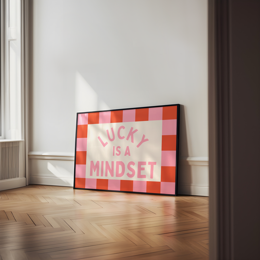 Lucky Is A Mindset | Blush & Lobster | Landscape | Art Print
