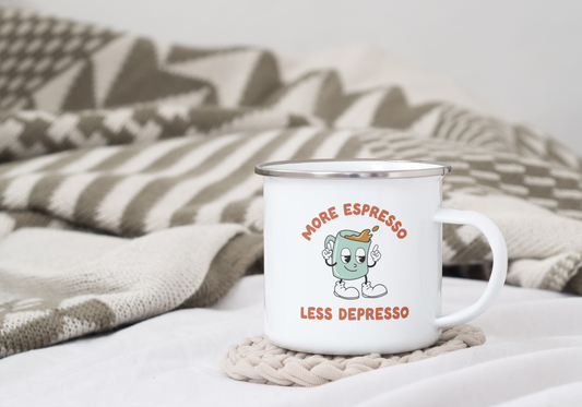More Espresso Less Depresso | Enamel Mug