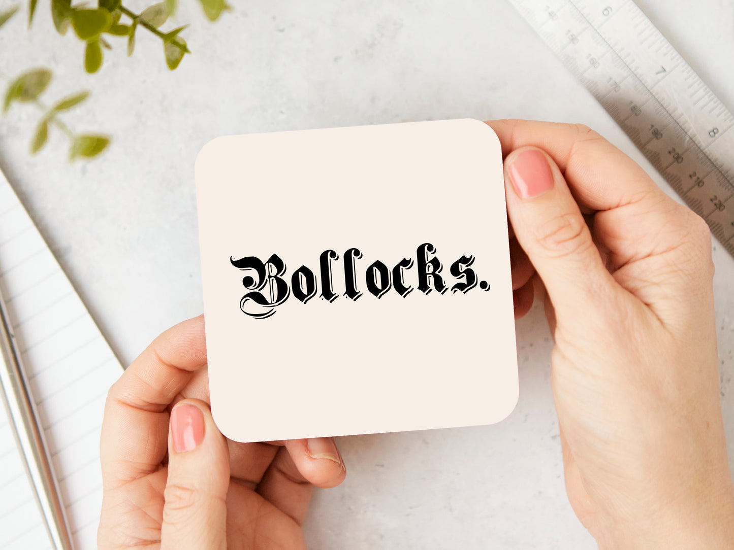 White Coaster | Bollocks. | Black and Cream | Coaster | Wisdom and Wonder Designs