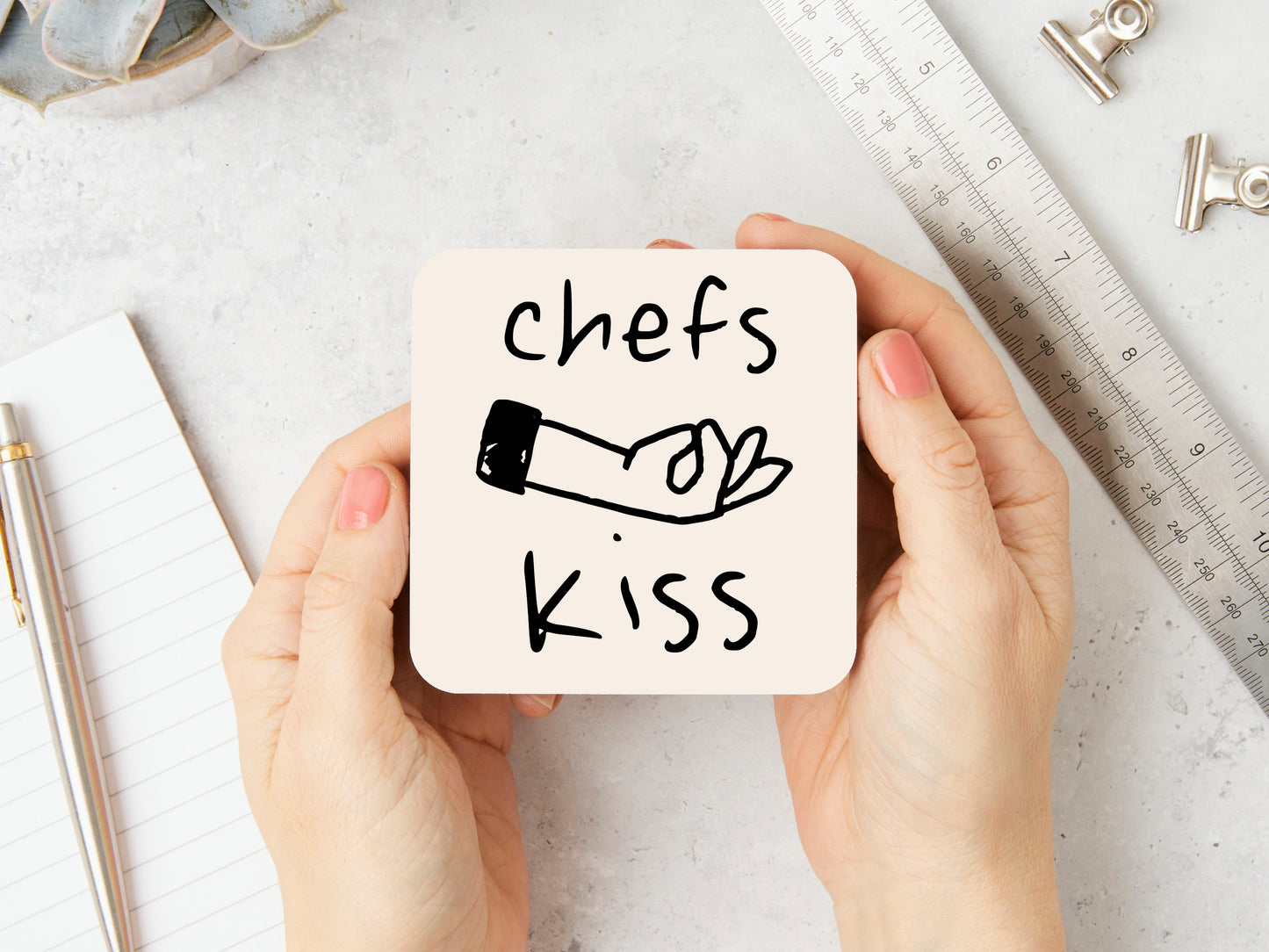 Chefs Kiss | Black and Cream | Coaster