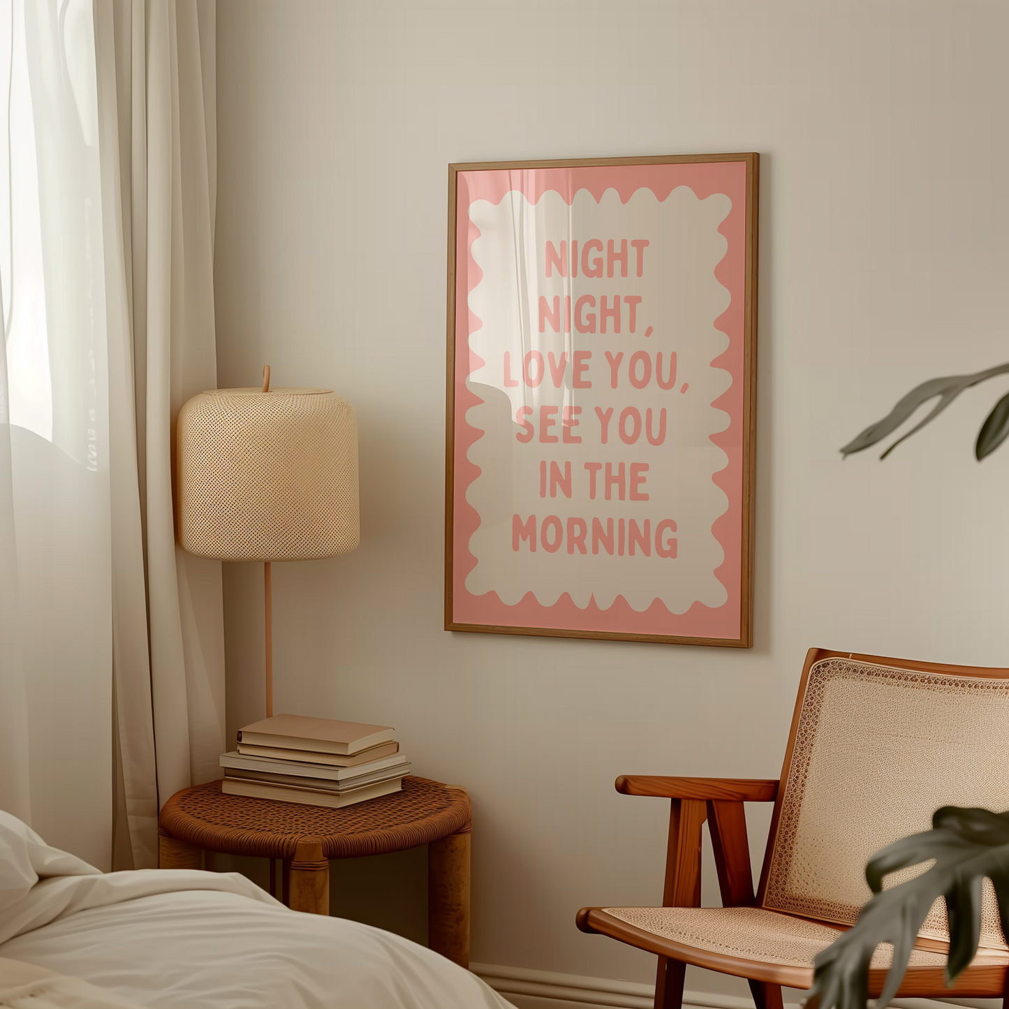 Night Night, Love You | Peach and Cream | Wall Art Print