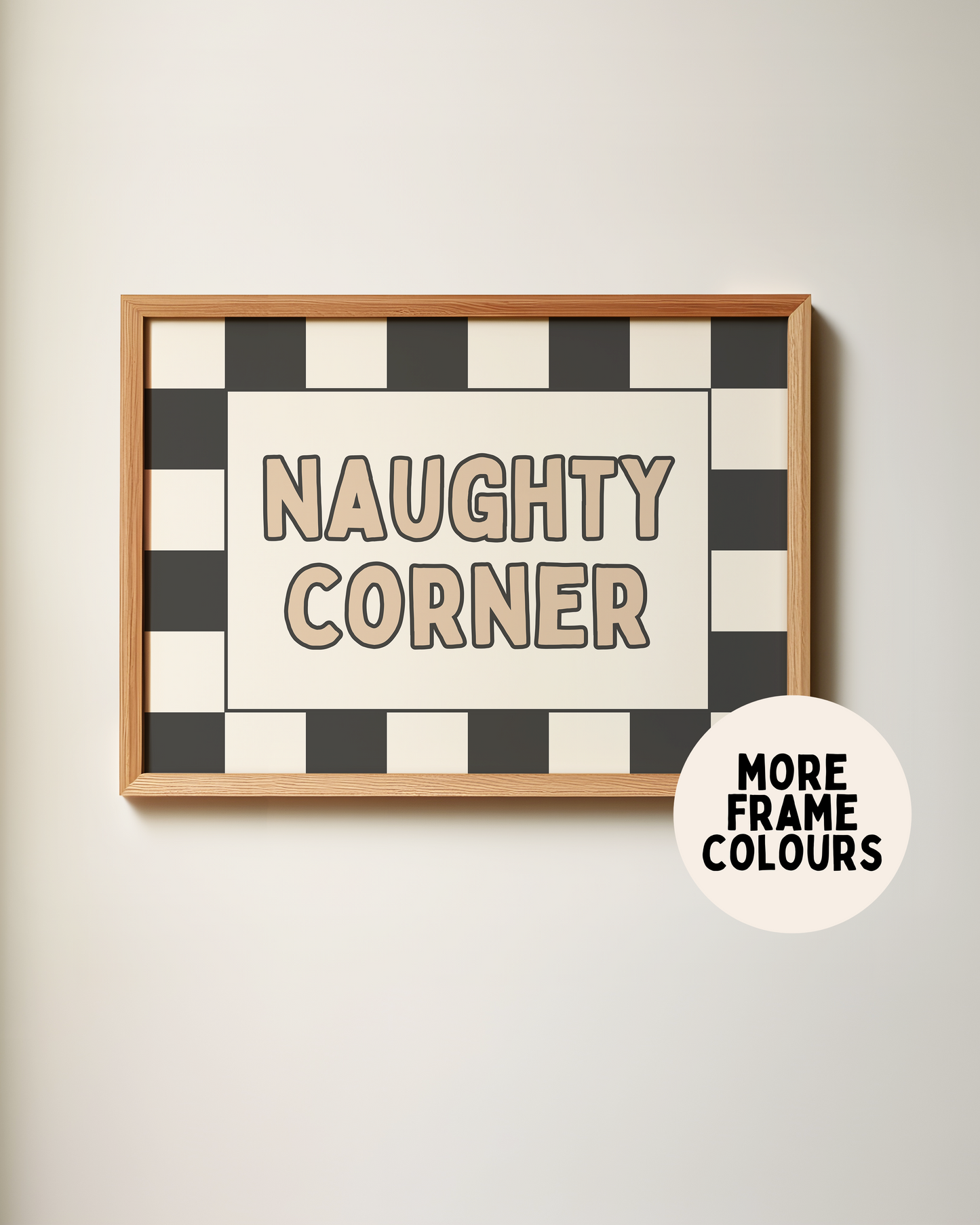 WISDOM & WONDER X HEY WONDER | Framed | Naughty Corner | Black & Cream | Landscape | Wall Art Print