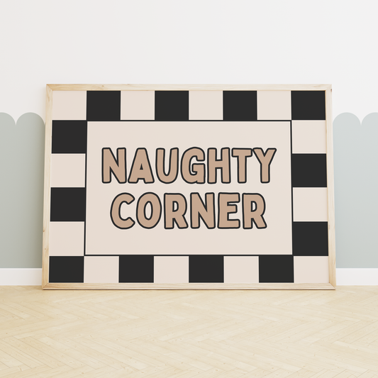 WISDOM & WONDER X HEY WONDER | Naughty Corner | Black and Cream | Landscape | Wall Art Print