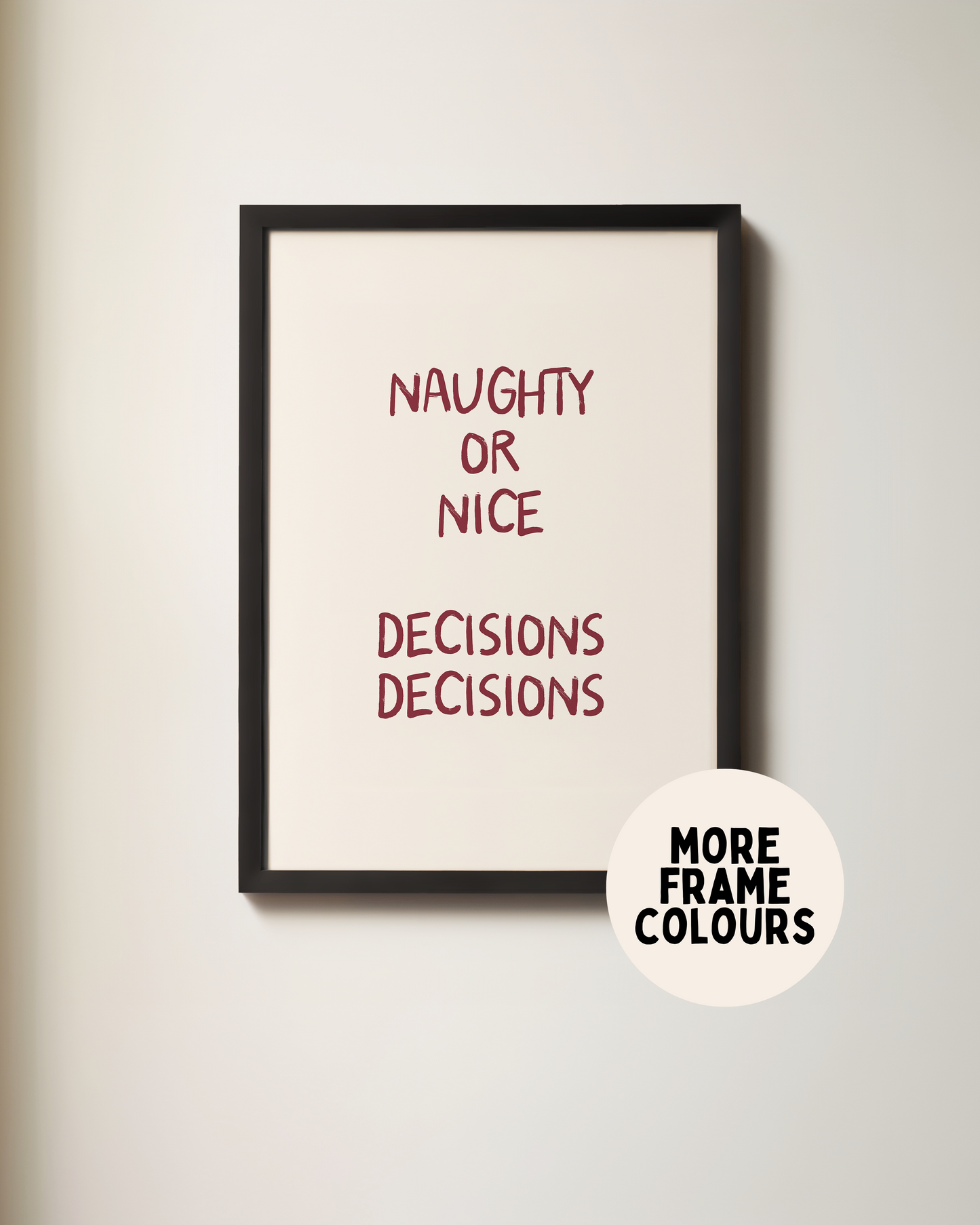 Naughty Or Nice | Plum & Cream | Christmas Art Print