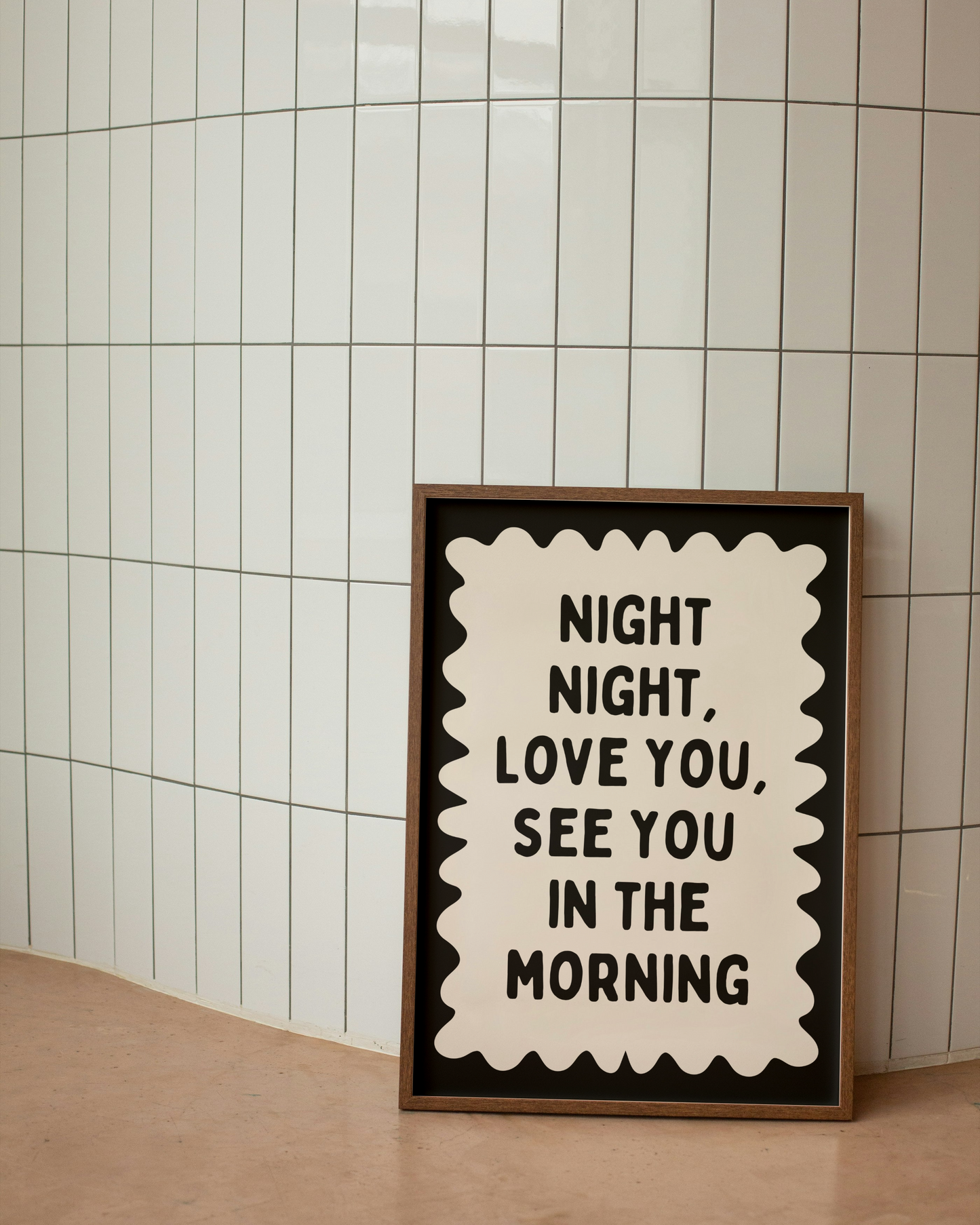 Night Night, Love You | Black and Cream | Art Print