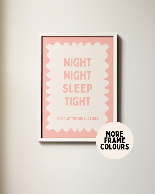 Framed | Night Night, Sleep Tight | Peach & Cream | Wall Art Print