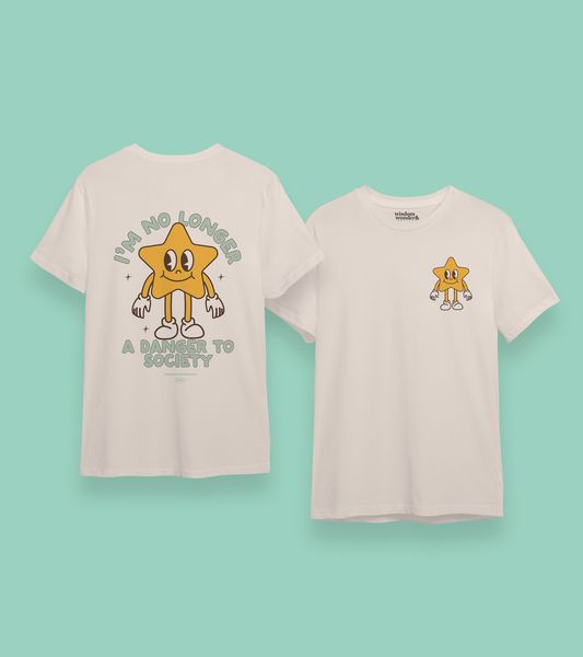 No Longer A Danger To Society | Back Design | Organic Unisex T Shirt