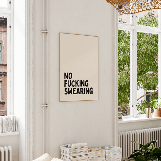 No Fucking Swearing | Black and Cream | Art Print