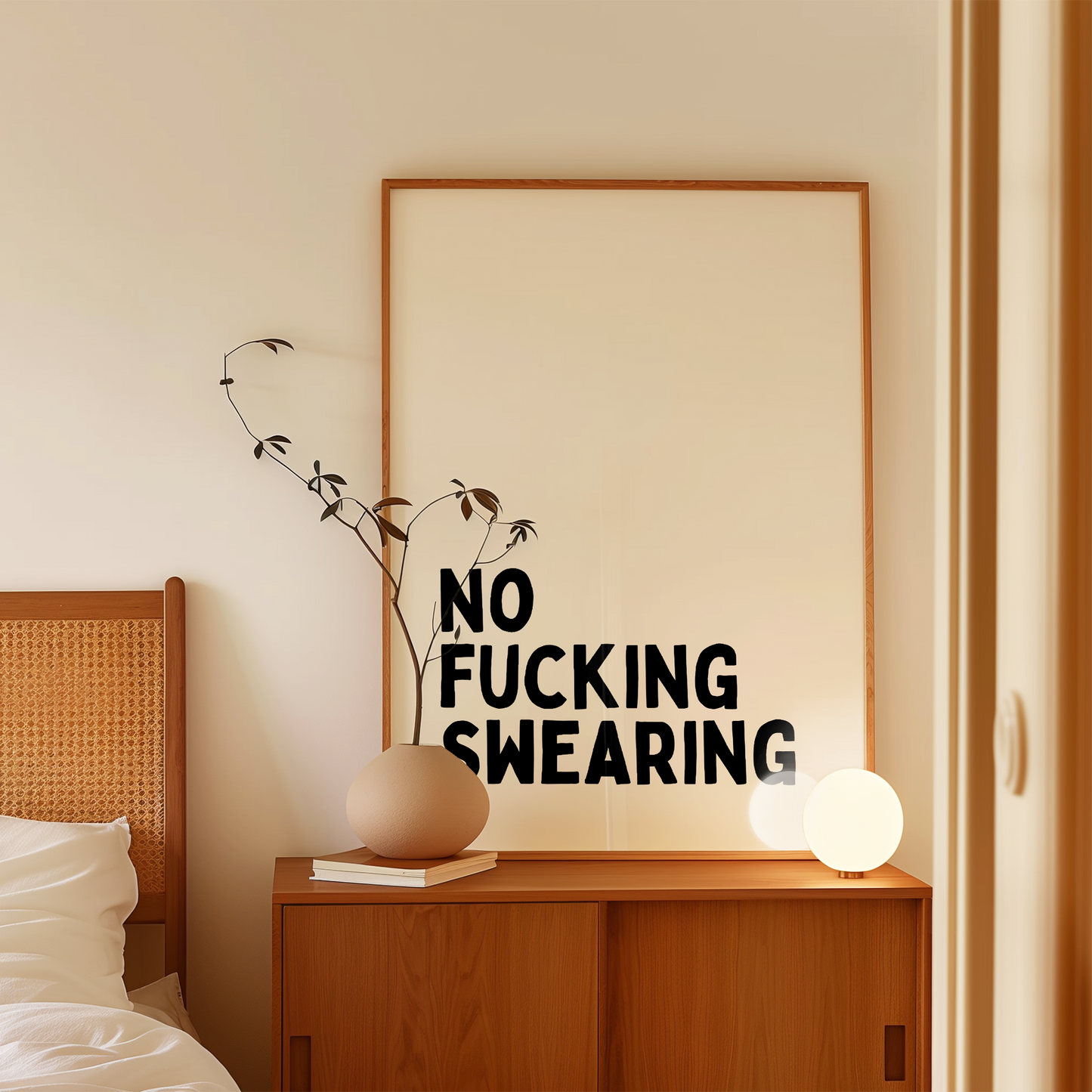 No Fucking Swearing | Black and Cream | Art Print